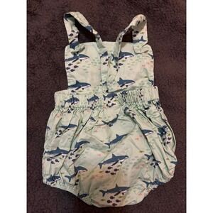 Emma Jean Baby Mint Green Shark Fish Print Romper Jumper Overalls 9M